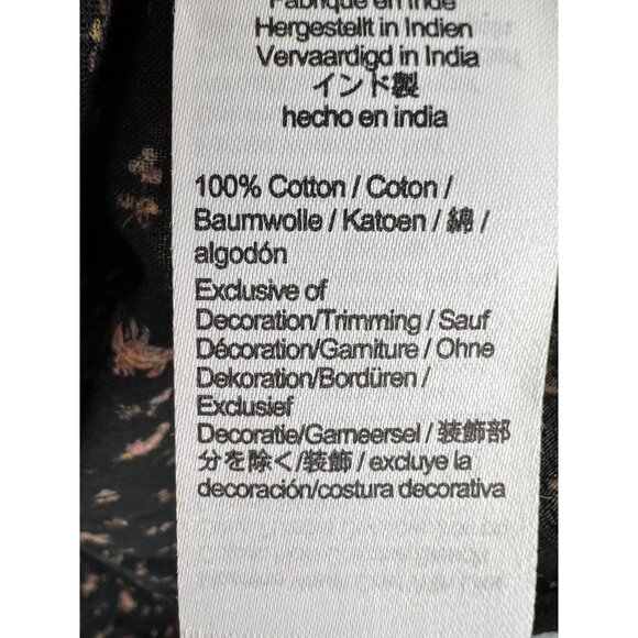 Madewell Smocked Peplum Floral AOP Blouse Black Size 0 Stretch Peasant Spring - Picture 7 of 12